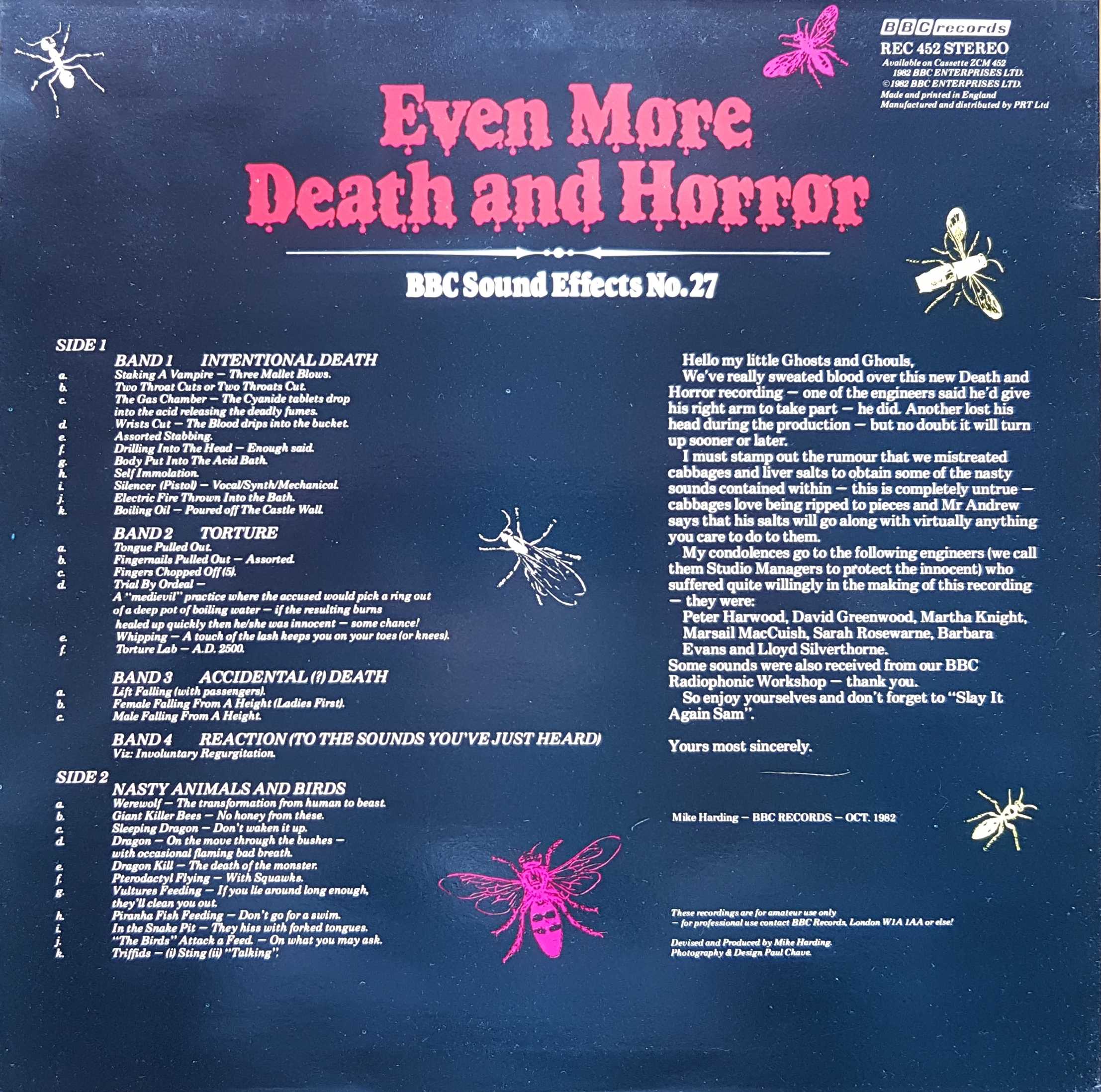 Picture of REC 452 Even more death and horror by artist Various from the BBC records and Tapes library